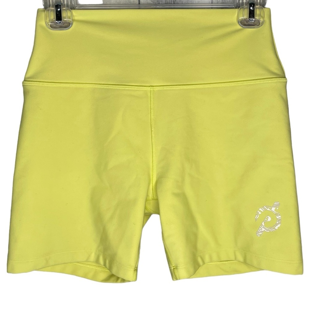 Peloton bike shorts yellow women’s size small high waist workout pants cycling - Picture 2 of 4